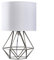 MiniSun | Modern Brushed Chrome Metal Basket Table Lamp with a White Fabric Shade | Table Lamps, Home Décor & Improvement Essential