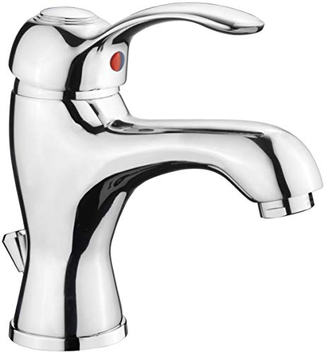 Cornat Waschtisch-Einhebelarmatur Luca - Verchromter Messingkörper - Normale Auslaufhöhe - Mit Ablaufgarnitur / Wasserhahn fürs Bad / Waschbecken-Armatur / Badarmatur / LU1