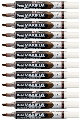 Pentel MWL5S 12 Stück Trocken abwischbare Marker Whiteboard Keilspitze Durchschnitt Flüssigtinte braun