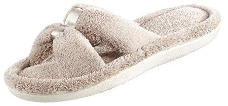 isotoner Women's Signature X-Slide Slipper, Satin Trim with Memory Foam