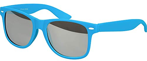 Balinco Sonnenbrille UV400 CAT 3 CE Rubber - mit Federscharnier für Damen & Herren (hellblau - silber verspiegelt)