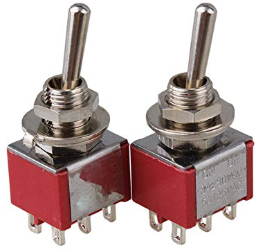 Yibuy 2-Wege-Design AC 125V 6A Doppelpoliges DPDT An/On 2P Kippschalter 2 Stück