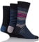 SockShop Men's Comfort Cuff Socks - Striped and Plain Soft Breathable & Cooling Bamboo Material Multipack of 3 Pairs Teal Jewel/Black 12-14
