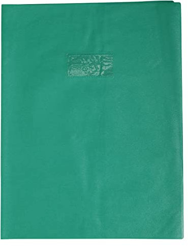 Calligraphe 72405AMZC Un Protège-Cahier Grain Cuir Vert sapin - 24x32 cm - 22/100ème avec Porte-Étiquette - PVC Opaque