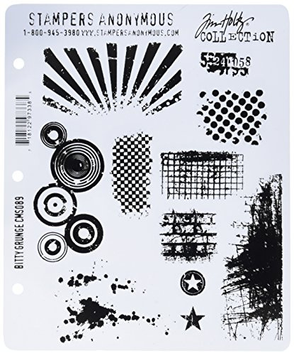 Tim Holtz 7 x 8.5-inch Cling Rubber Stamp Set Bitty Grunge, Red