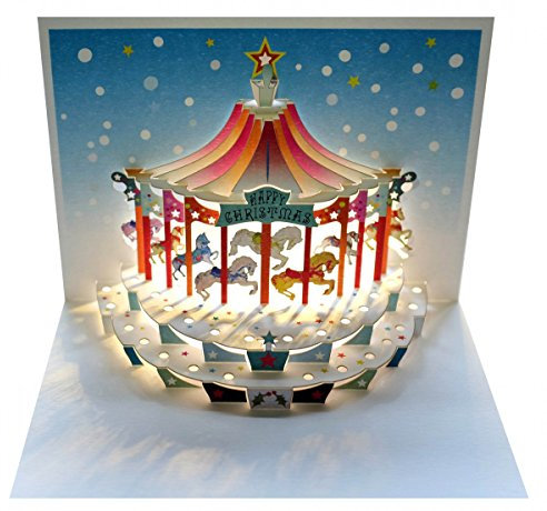 WE Pop Up 3D Karte Weihnachten Grußkarte Kinderkarussel Weihnachtsträume 16x11cm