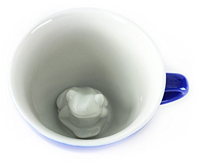 Ceature Cups Frosch-Keramiktasse (325 Milliliter, Blau) | Auf der Innenseite versteckte Tiermotive | Weihnachts- und Geburtstagsgeschenk für Kaffee- und Teeliebhaber