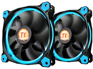 Thermaltake 140mm Blue LED Ultra Quiet High Airflow Computer Case Fan, Twin Pack, 7 Inches, Desktop Compatible