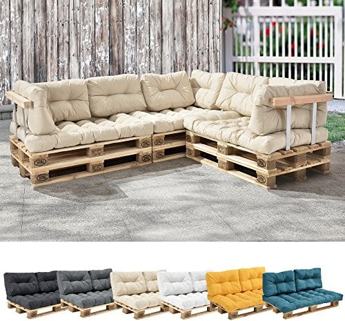 [en.casa] 1x Sitzkissen Comfy für Euro-Paletten-Sofa Palettenkissen Auflage In/Outdoor Polster-Kissen Beige