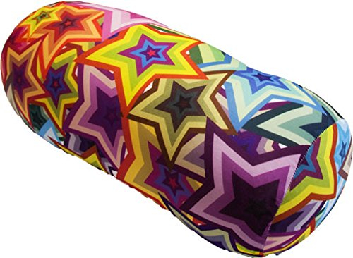 COVERBAGBCN - Cojín Cilíndrico Anti-Estrés Relax | Alivio Cervicales y Lumbares | Relleno de Bolitas Confortables | Tejido Lycra Suave al Tacto | Lavable en Máquina | 35x15 cm (Estrellas)