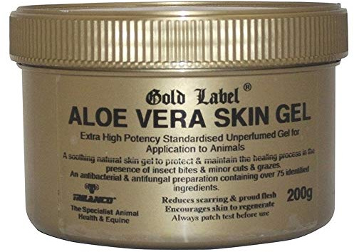 Gold Label Aloe Vera Skin gel, For Horses, Antibacterial & Anti-fungal, Pure Aloe Vera, 200 GM, Clear