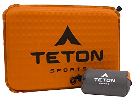 TETON Sports Camping Seat Cushion; Stadium Seat; Office Chair; Car Pad; Inflatable, Orange, 17 x 12 x 1.5-Inch