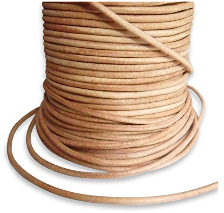Auroris Cordon en Cuir Rond – 25 m – ø 1 mm – Naturel (Teinte)