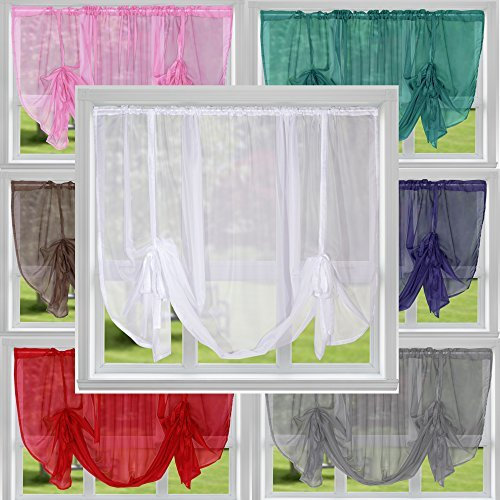 John Aird Voile Tie Blind Curtain Panels 87 Wide x 54 Drop (White)