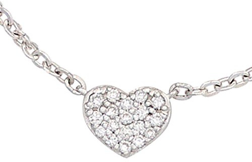 Jobo Damen-Halskette Herz aus 14 Karat 585 Weißgold mit 26 Diamanten 45 cm