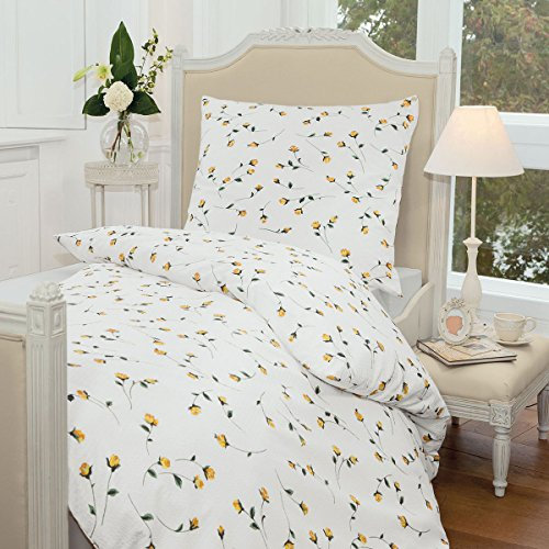 Janine Design Seersucker Bettwäsche Tango gelb 1 Bettbezug 240 x 220 cm + 2 Kissenbezüge 80 x 80 cm