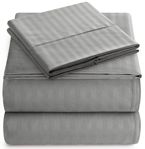Italienisches Bettlaken-Set, gestreift, Grau, 4-teilig