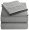 Italienisches Bettlaken-Set, gestreift, Grau, 4-teilig