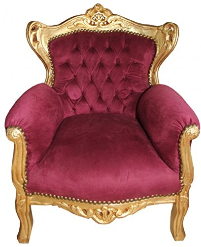 Casa Padrino Barock Kinder Sessel Bordeaux/Gold - Barock Möbel