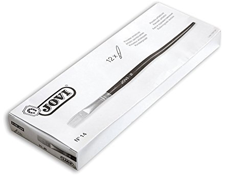 Jovi - Pinceaux d'art calibrés Pointe Plate, étui de 12 pièces, Poils naturels durs et Manche en Bois, n° 14 (8314)