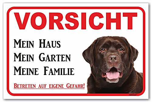 AdriLeo Schild - Vorsicht brauner Labrador Retriever - Mein Haus - (15x20cm) / Achtung Hund Wachhund robust langlebig UV-beständig wetterfestes Warnschild