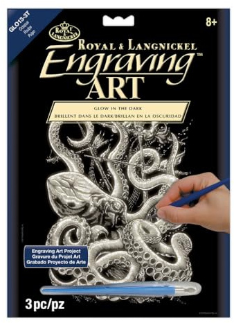 Royal & Langnickel Glow In The Dark Engraving Art A4 Size Octopus Designed Painting Set