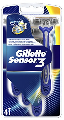 Gillette Sensor3 Comfort Men's Disposable Razor, 4 razors