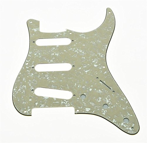 Kaish 8 Loch American Vintage Style Strat SSS Schlagbrett ST Gitarren-Schlagbrett-Kratzplatte für Strat/Stratocaster Gealtertes Perlweiß