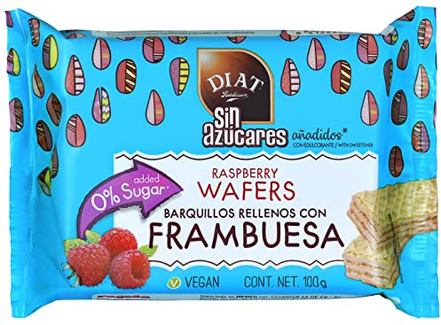 DIAT Radisson - Barquillos Rellenos con Frambuesa | Vegan y sin Azúcar Añadido | Barquillos de Frambuesa | Wafers con Frambuesa Sin Azúcares Añadidos Veganos
