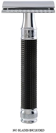 Doppelseitiger Sicherheitsrasierer, normaler Griff, schwarzer Chrom-Laser, 3D-Diamant