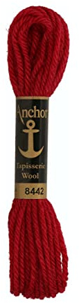 Anchor 4238000-08442 Embroidery Thread, 100% Wool, Ruby, 10 m