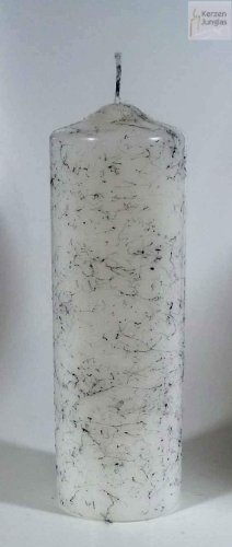 Stumpenkerze 20 x70 cm Weiß-Marmor - 4709 - Kerzenrohling 200/70 mm - Kerze marmoriert 25x8 zum verzieren und basteln