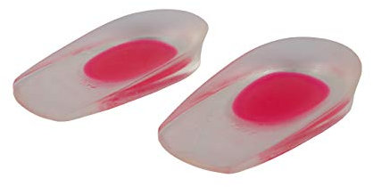 Pro11 Wellbeing Clear Orthotic Gel Heel Cups for Treatment of Plantar Fasciitis (4-7, Red)