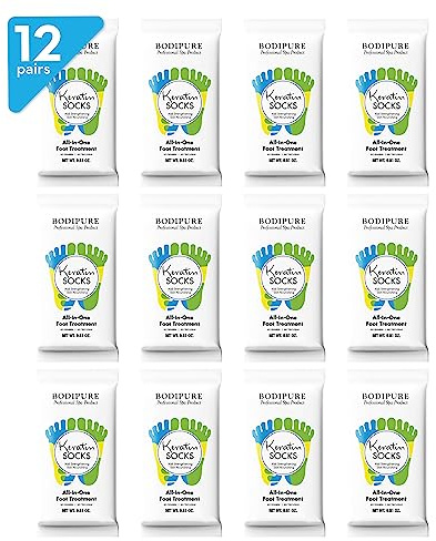 Bodipure Keratin Foot Mask 12pk, Moisturizing for Calluses, Heels, Dry Feet