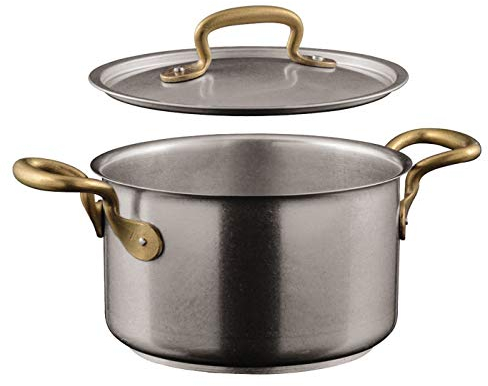 Sambonet 51909-70 1965 - Pentola vintage in acciaio INOX anticato