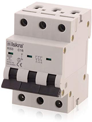 Sicherungsautomat Leitungsschutzschalter MCB Eco-Line, 16A, Typ C, 3-polig, 400V, bietet effektiven Schutz, 1 Stück