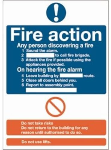 Fire Action Sign Notice Safety Plaque Poster Display Commercial 300X200mm