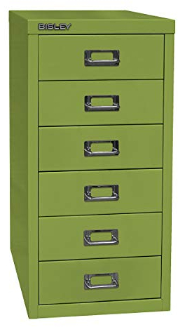 BISLEY MultiDrawer, 29er Serie, DIN A4, 6 Schubladen, Metall, 604 Grün, 38 x 27.9 x 59 cm