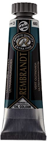 Rembrandt Oil Colour - Vert Outremer 683 - Tube de 15 ml - Qualité extra-fine - Très grande résistance à la lumière - Finesse des artistes - Fabriqué aux Pays-Bas