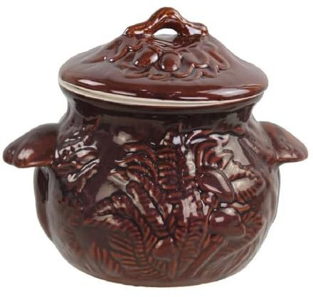 Auflaufform Schmortopf mit Deckel, Keramik Auflauftopf Gartopf Topf Kochtopf Bräter (3L), Zum Kochen und Backen (Pilze)