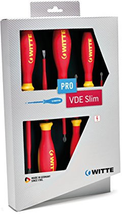 Witte PRO VDE SLIM Schraubendreherset (Schraubenzieherset) 6-teilig – Sicherheitsschraubendreher, EL/PH 1+2 – 670082