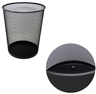 DRULINE Papierkorb Metall Mülleimer Büro 19 Liter Ø 29,5 cm Höhe 35 cm 1x Schwarz