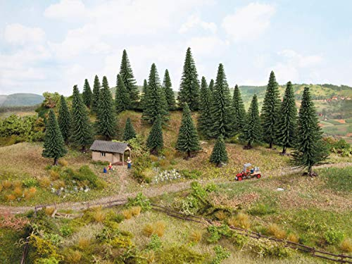 NOCH Modelltannen, detailgetreue Nadelbäume, 10 Stück, 3,5-9 cm, ideal für Spurweiten N und Z Landschaftsmodellbau