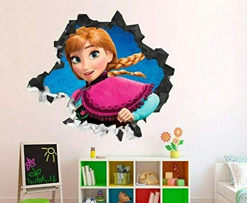 Aufkleber Wand Wandaufkleber Frozen Anna Face Smash Wandtattoo Dekoration Kinder 3D Aufkleber Vinyl Art