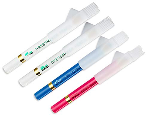Prym Outils de marquage Kreidestifte + Bürste farbig Sortiert, Holz, weiß, rosa, blau, 4 Stück (1er Pack), 4