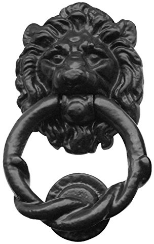 Large Lion Head Door Knocker in Black Cast Iron