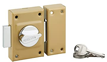 THIRARD - Verrou à Bouton Etendard pour Porte d'Entrée - Cylindre Laiton 40 mm - Ø 21 mm - Acier - 3 Clés Plates Crantées - Hauteur 88 mm - Largeur 61 mm - Epoxy Bronze