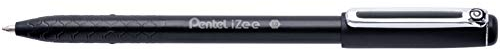 Pentel BX460-A Kugelschreiber IZee, Modell mit Kappe, Metallclip, 0, 5 mm Strichstärke, 12 Stück, Schwarz