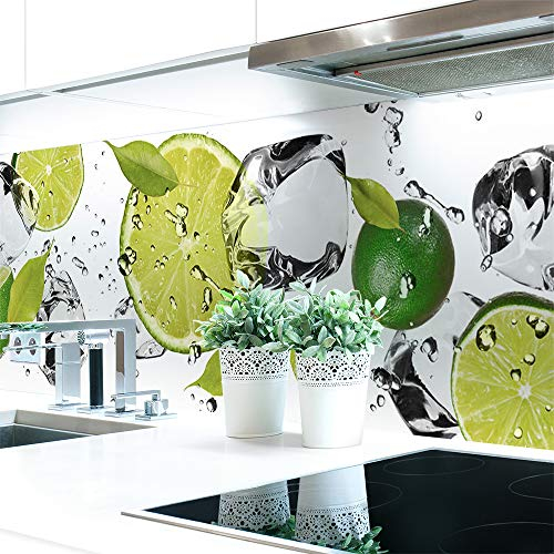 Küchenrückwand Limetten Eiswasser Premium Hart-PVC 0,4 mm selbstklebend - Direkt auf die Fliesen, Größe:340 x 60 cm
