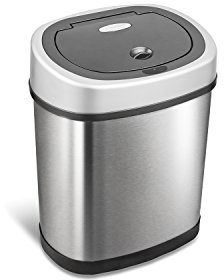 Nine Stars (NINAJ) DZT-12-9 12 Litre/3.2 gal Stainless Steel Motion Sensor Trash Can, Silver